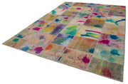 Kırk Yama Pembe Patchwork Pamuk Yün El Dokuma Halısı 252x348 Agacan