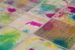 Kırk Yama Pembe Patchwork Pamuk Yün El Dokuma Halısı 252x348 Agacan