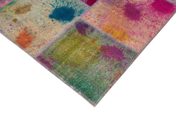 Kırk Yama Pembe Patchwork Pamuk Yün El Dokuma Halısı 250x351 Agacan