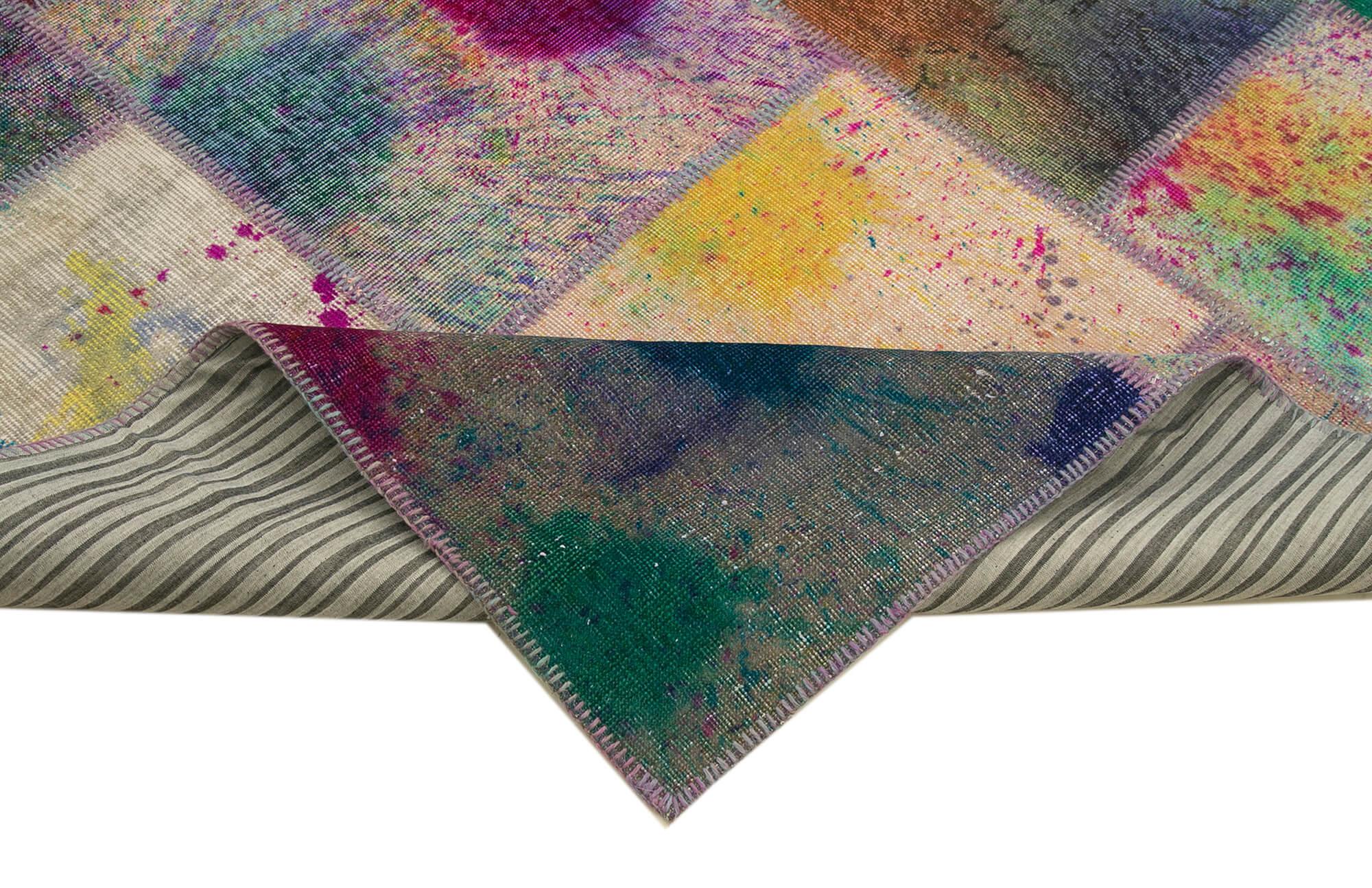 Kırk Yama Pembe Patchwork Pamuk Yün El Dokuma Halısı 250x351 Agacan