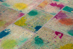 Kırk Yama Pembe Patchwork Pamuk Yün El Dokuma Halısı 248x352 Agacan