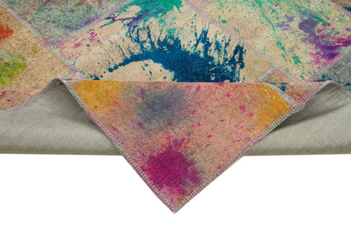 Kırk Yama Pembe Patchwork Pamuk Yün El Dokuma Halısı 248x352 Agacan