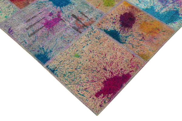 Kırk Yama Pembe Patchwork Pamuk Yün El Dokuma Halısı 251x351 Agacan