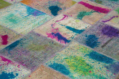 Kırk Yama Pembe Patchwork Pamuk Yün El Dokuma Halısı 251x351 Agacan