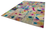 Kırk Yama Pembe Patchwork Pamuk Yün El Dokuma Halısı 252x353 Agacan