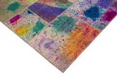 Kırk Yama Pembe Patchwork Pamuk Yün El Dokuma Halısı 237x304 Agacan