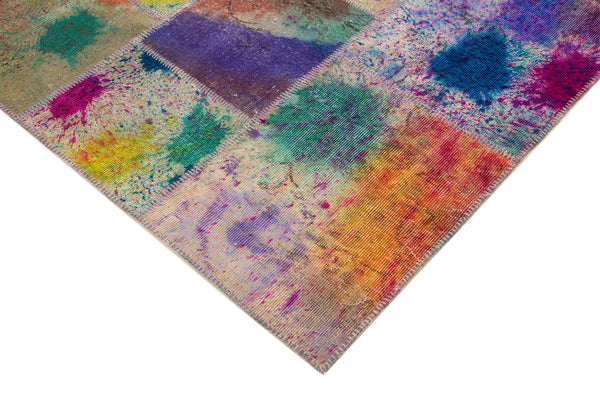 Kırk Yama Pembe Patchwork Pamuk Yün El Dokuma Halısı 237x304 Agacan