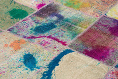 Kırk Yama Pembe Patchwork Pamuk Yün El Dokuma Halısı 237x304 Agacan