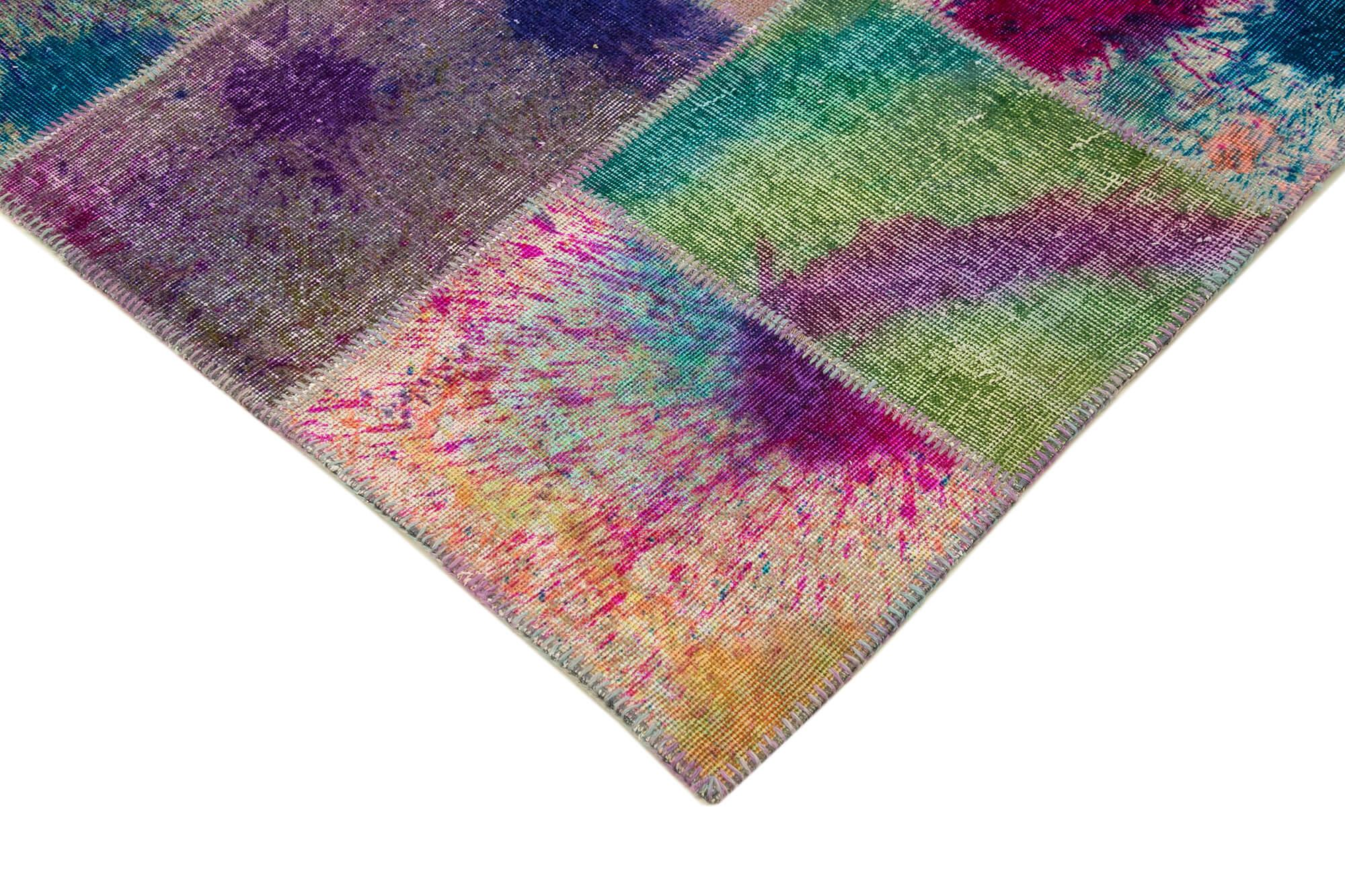 Kırk Yama Pembe Patchwork Pamuk Yün El Dokuma Halısı 240x307 Agacan