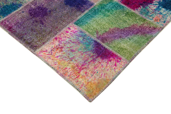 Kırk Yama Pembe Patchwork Pamuk Yün El Dokuma Halısı 240x307 Agacan