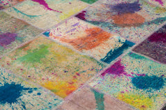 Kırk Yama Pembe Patchwork Pamuk Yün El Dokuma Halısı 240x307 Agacan