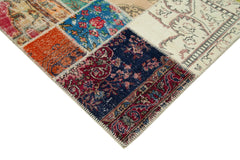 Kırk Yama Pembe Patchwork Pamuk Yün El Dokuma Halısı 245x295 Agacan