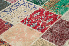 Kırk Yama Pembe Patchwork Pamuk Yün El Dokuma Halısı 245x295 Agacan