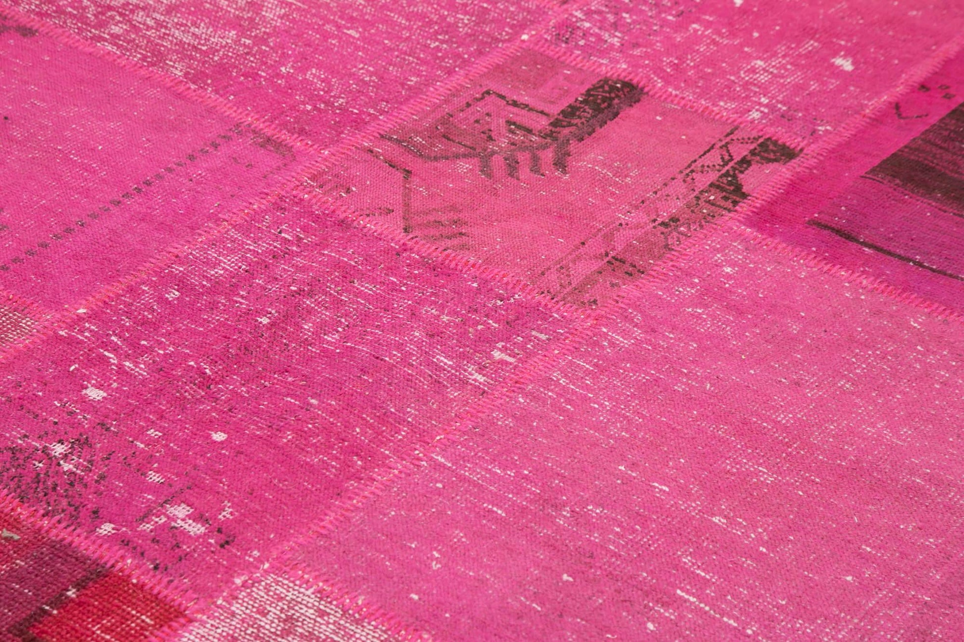 Kırk Yama Pembe Patchwork Pamuk Yün El Dokuma Halısı 250x302 Agacan
