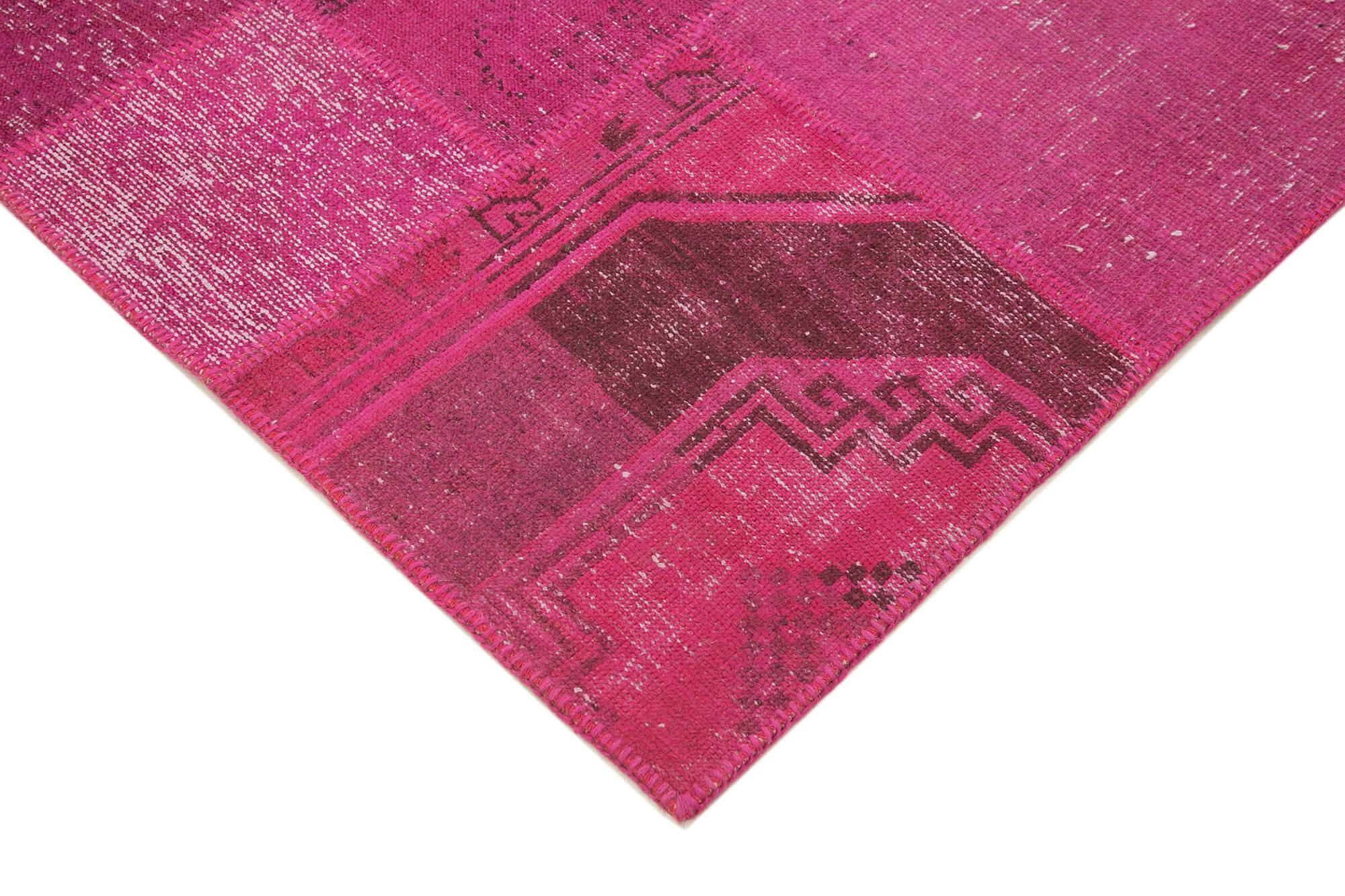 Kırk Yama Pembe Patchwork Pamuk Yün El Dokuma Halısı 242x300 Agacan