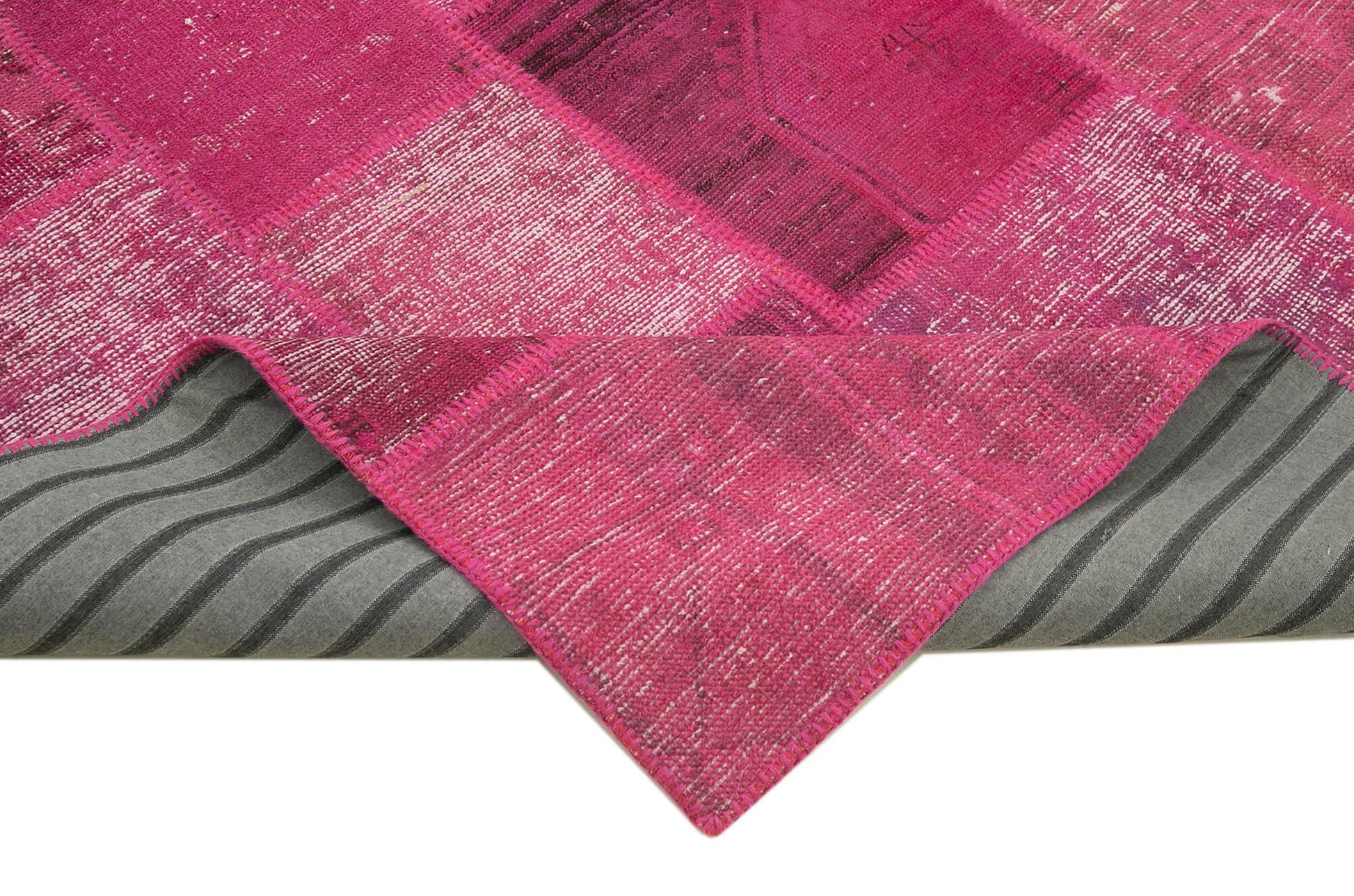 Kırk Yama Pembe Patchwork Pamuk Yün El Dokuma Halısı 242x300 Agacan