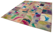 Kırk Yama Pembe Patchwork Pamuk Yün El Dokuma Halısı 246x292 Agacan