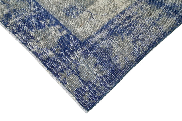 Overdyed Vintage Mavi Eskitme Pamuk Yün El Dokuma Halısı 232x337 Agacan