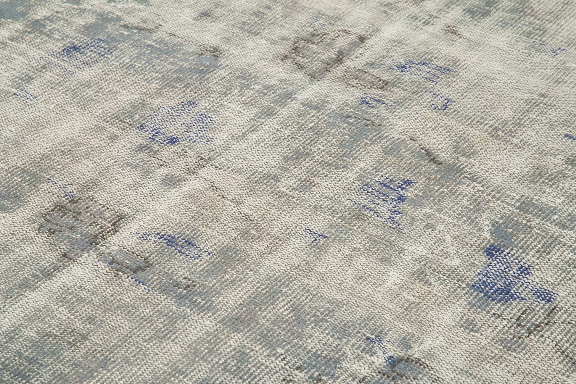 Overdyed Vintage Mavi Eskitme Pamuk Yün El Dokuma Halısı 232x337 Agacan