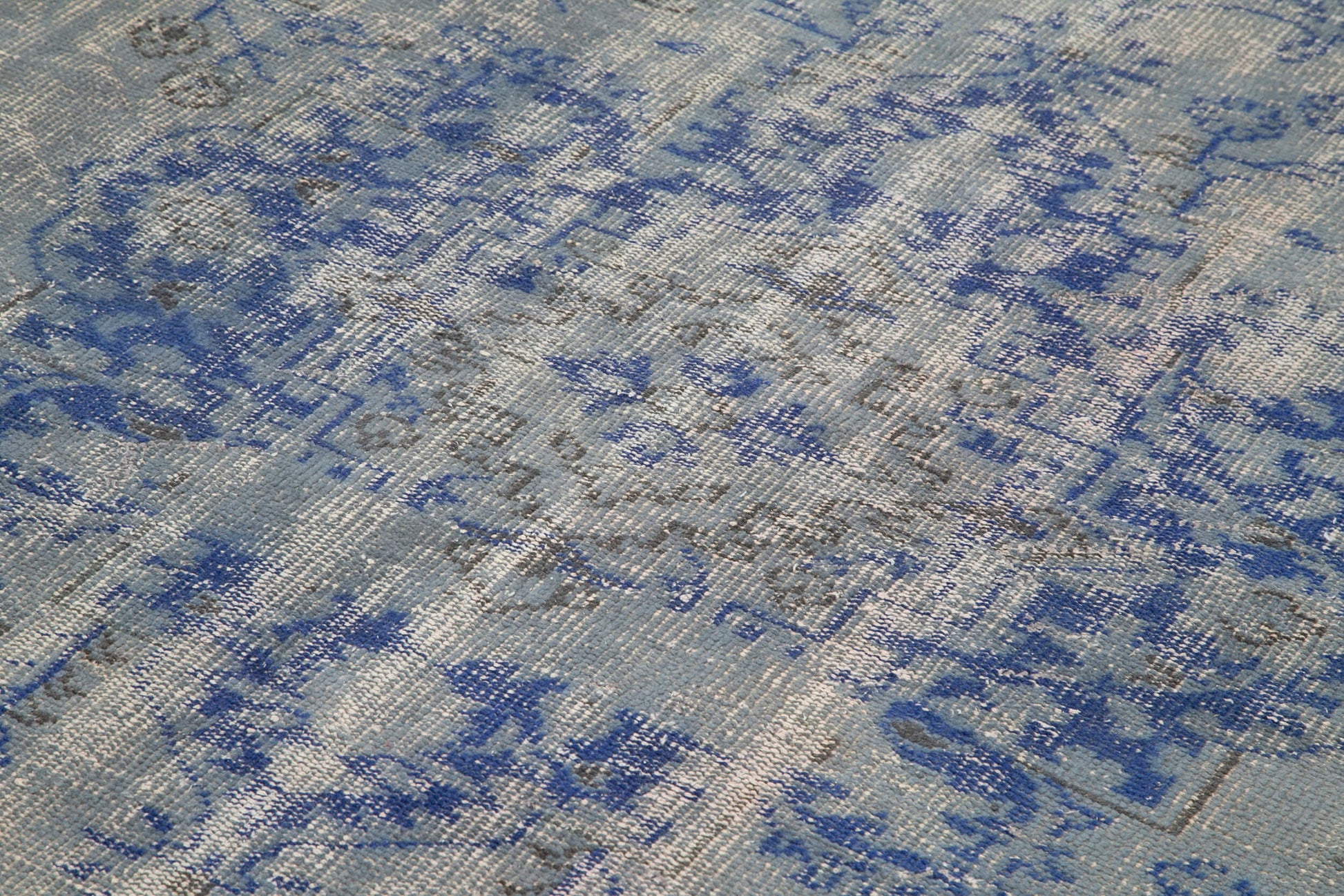 Overdyed Vintage Gri Eskitme Pamuk Yün El Dokuma Halısı 212x311 Agacan