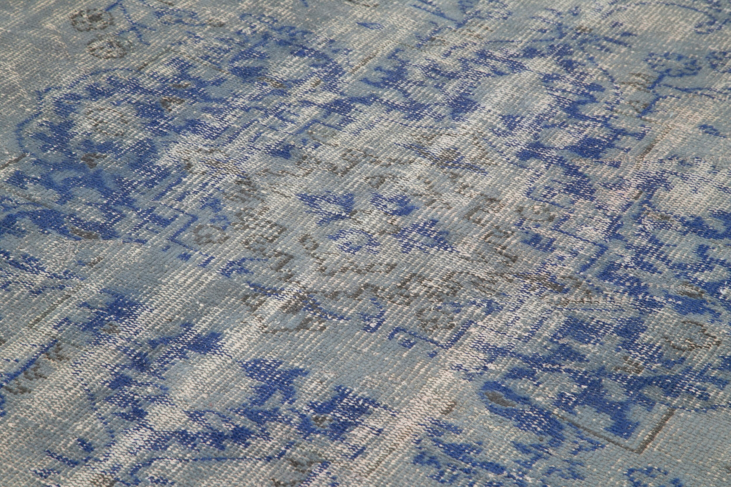 Overdyed Vintage Gri Eskitme Pamuk Yün El Dokuma Halısı 212x311 Agacan