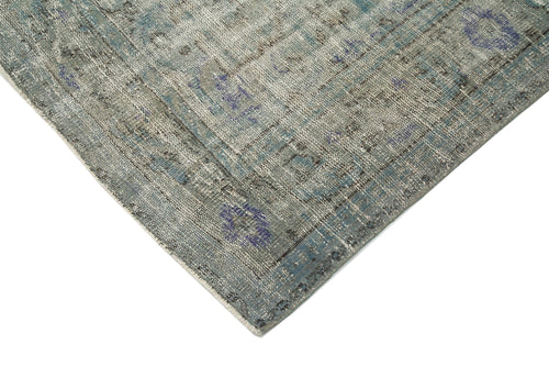Overdyed Vintage Mavi Eskitme Pamuk Yün El Dokuma Halısı 220x300 Agacan
