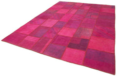 Kırk Yama Pembe Patchwork Pamuk Yün El Dokuma Halısı 254x350 Agacan