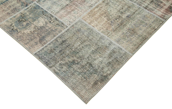 Kırk Yama Gri Patchwork Pamuk Yün El Dokuma Halısı 258x352 Agacan