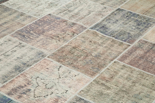 Kırk Yama Gri Patchwork Pamuk Yün El Dokuma Halısı 258x352 Agacan