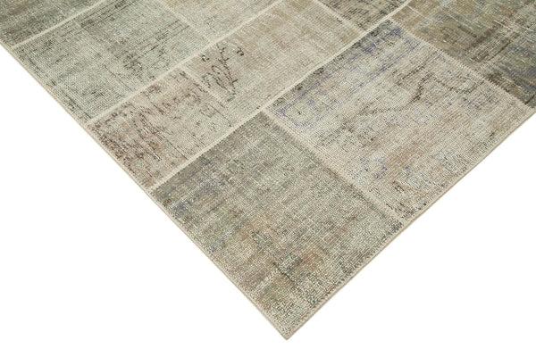 Kırk Yama Gri Patchwork Pamuk Yün El Dokuma Halısı 250x350 Agacan