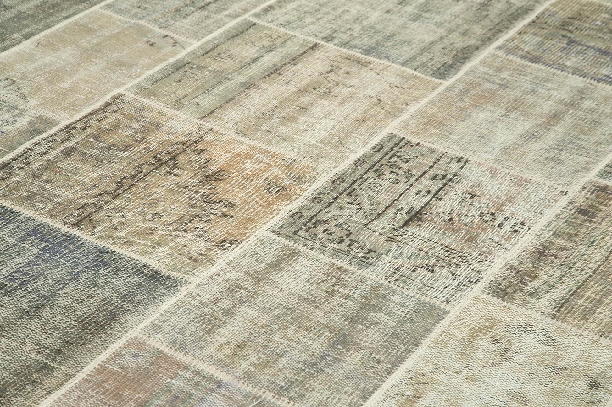 Kırk Yama Gri Patchwork Pamuk Yün El Dokuma Halısı 250x350 Agacan