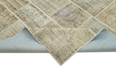 Kırk Yama Gri Patchwork Pamuk Yün El Dokuma Halısı 250x350 Agacan