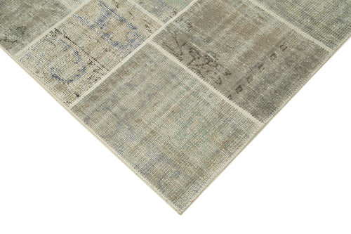 Kırk Yama Gri Patchwork Pamuk Yün El Dokuma Halısı 250x350 Agacan