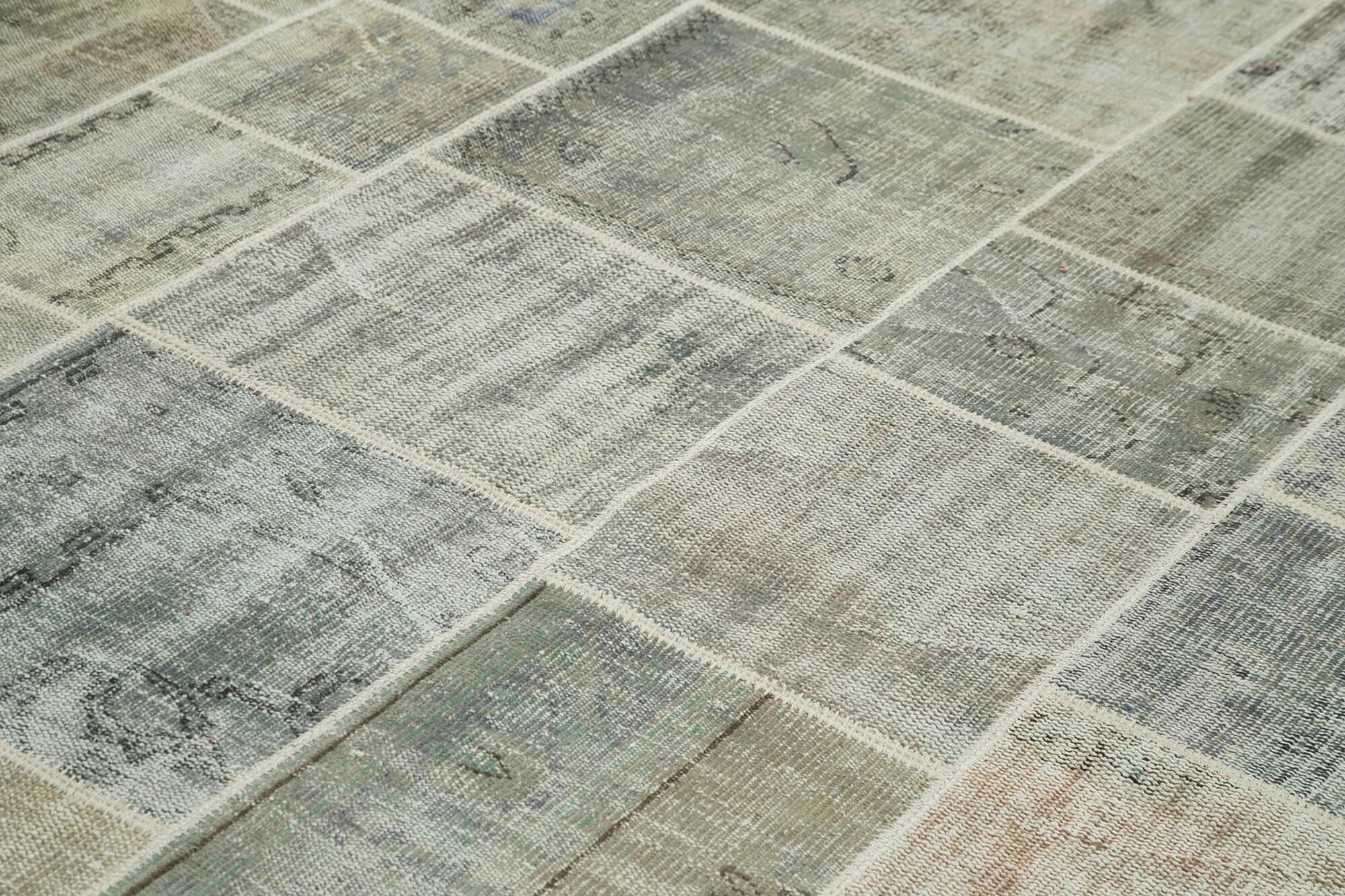 Kırk Yama Gri Patchwork Pamuk Yün El Dokuma Halısı 250x350 Agacan