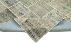 Kırk Yama Gri Patchwork Pamuk Yün El Dokuma Halısı 250x350 Agacan