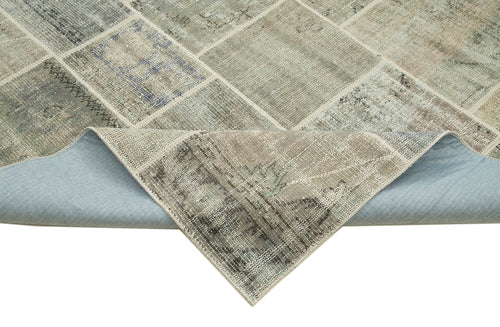 Kırk Yama Gri Patchwork Pamuk Yün El Dokuma Halısı 250x350 Agacan