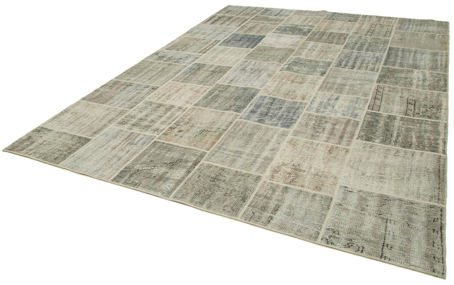 Kırk Yama Gri Patchwork Pamuk Yün El Dokuma Halısı 256x348 Agacan
