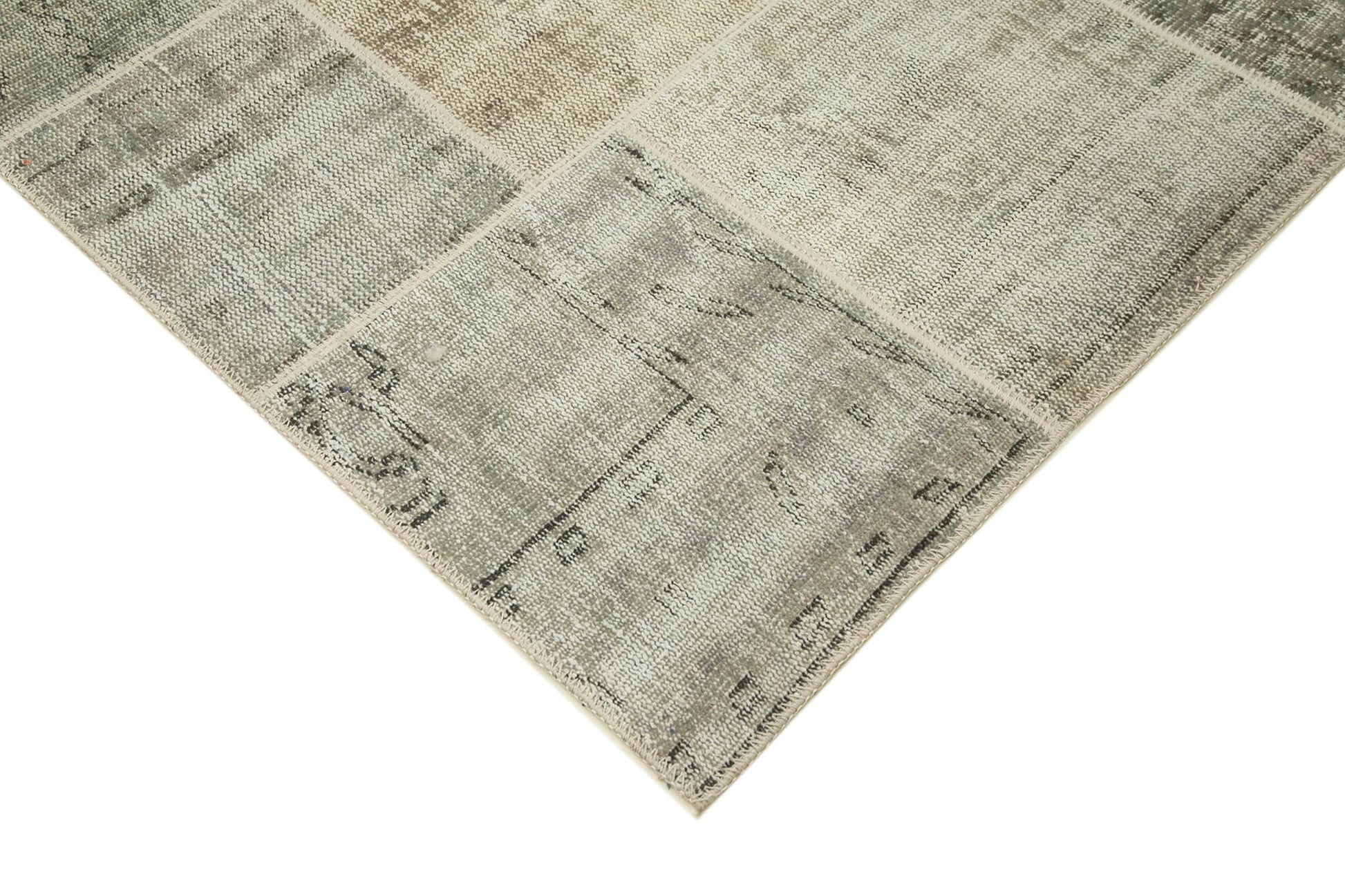 Kırk Yama Gri Patchwork Pamuk Yün El Dokuma Halısı 256x348 Agacan