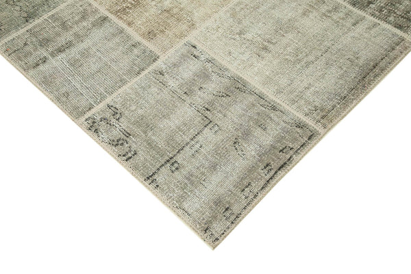 Kırk Yama Gri Patchwork Pamuk Yün El Dokuma Halısı 256x348 Agacan