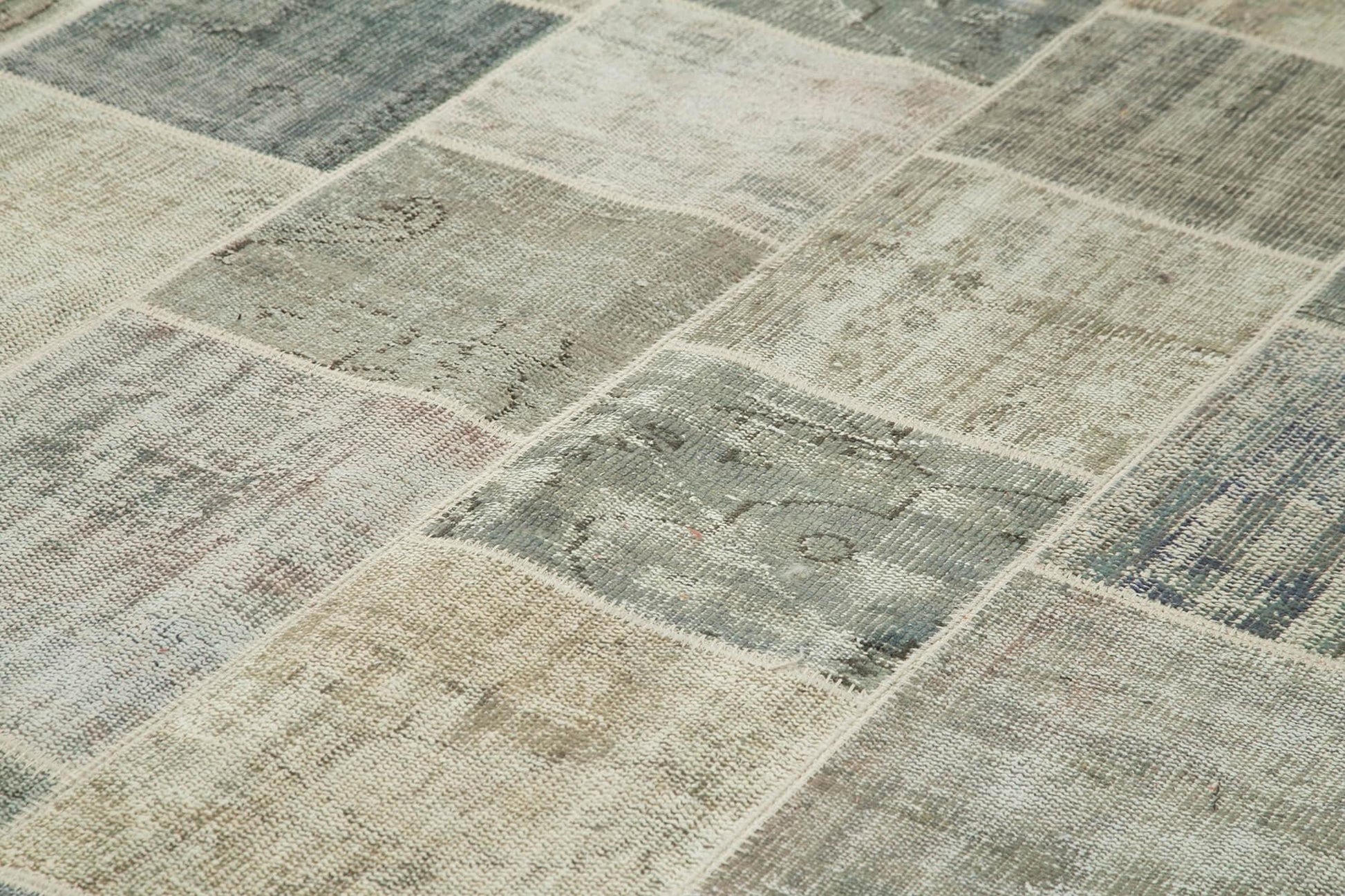 Kırk Yama Gri Patchwork Pamuk Yün El Dokuma Halısı 256x348 Agacan