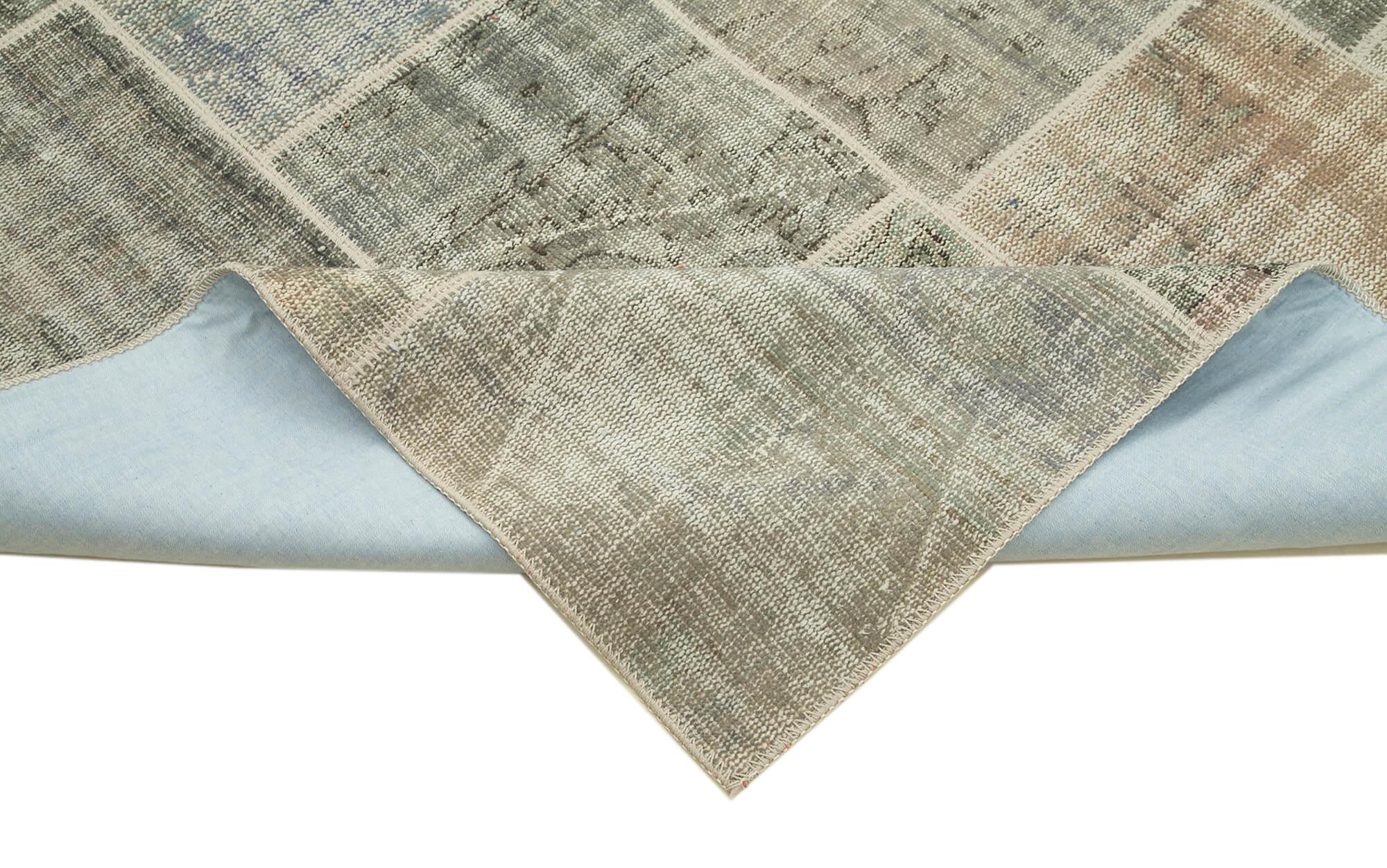 Kırk Yama Gri Patchwork Pamuk Yün El Dokuma Halısı 256x348 Agacan