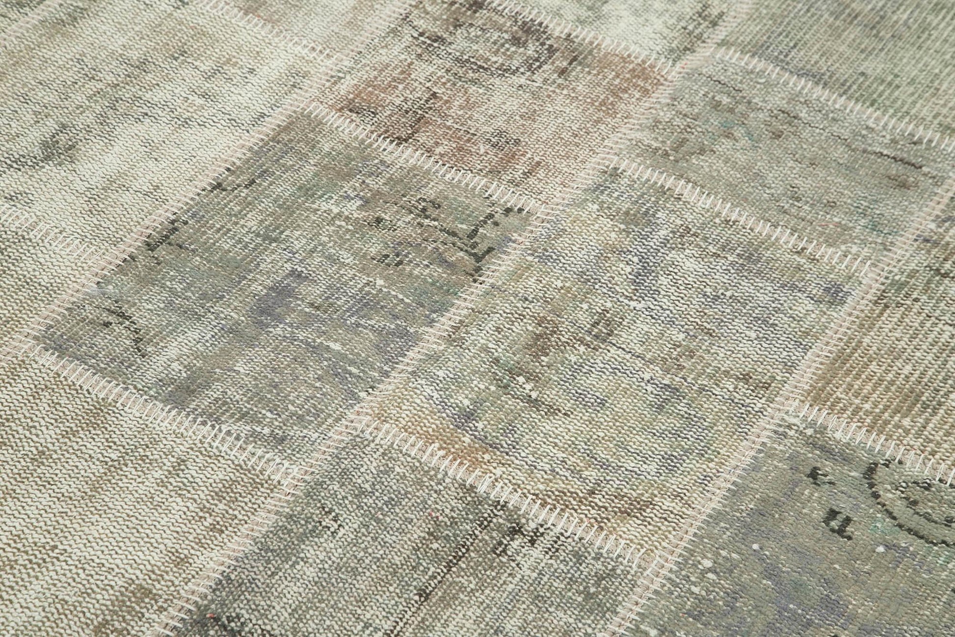 Kırk Yama Gri Patchwork Pamuk Yün El Dokuma Halısı 172x236 Agacan