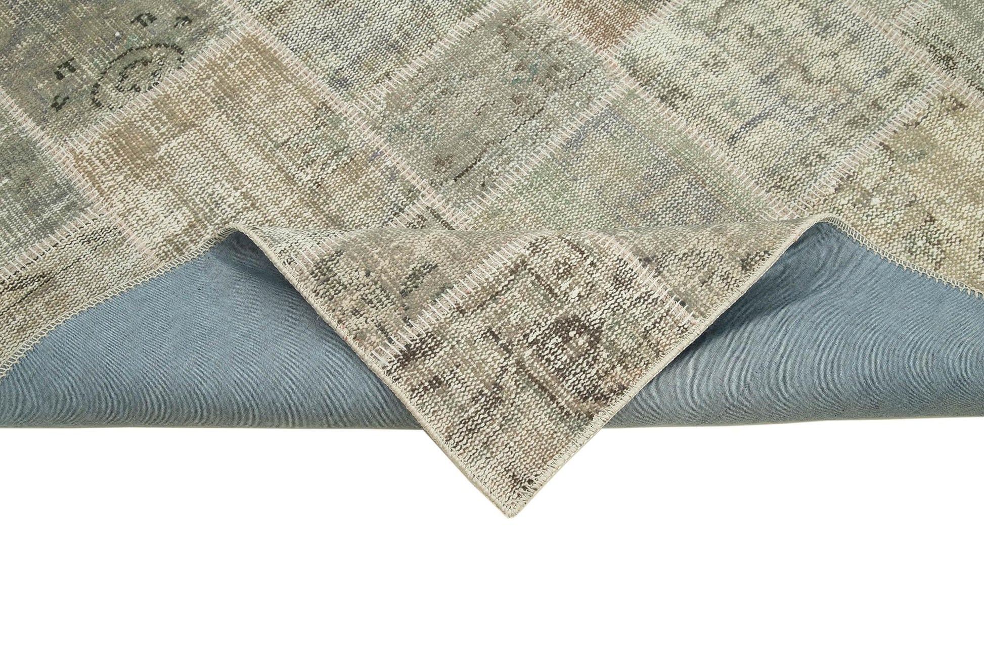 Kırk Yama Gri Patchwork Pamuk Yün El Dokuma Halısı 172x236 Agacan