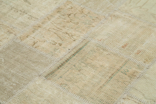 Kırk Yama Bej Patchwork Pamuk Yün El Dokuma Halısı 175x248 Agacan