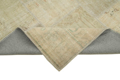 Kırk Yama Bej Patchwork Pamuk Yün El Dokuma Halısı 175x248 Agacan