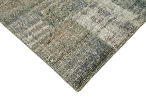 Kırk Yama Gri Patchwork Pamuk Yün El Dokuma Halısı 176x246 Agacan
