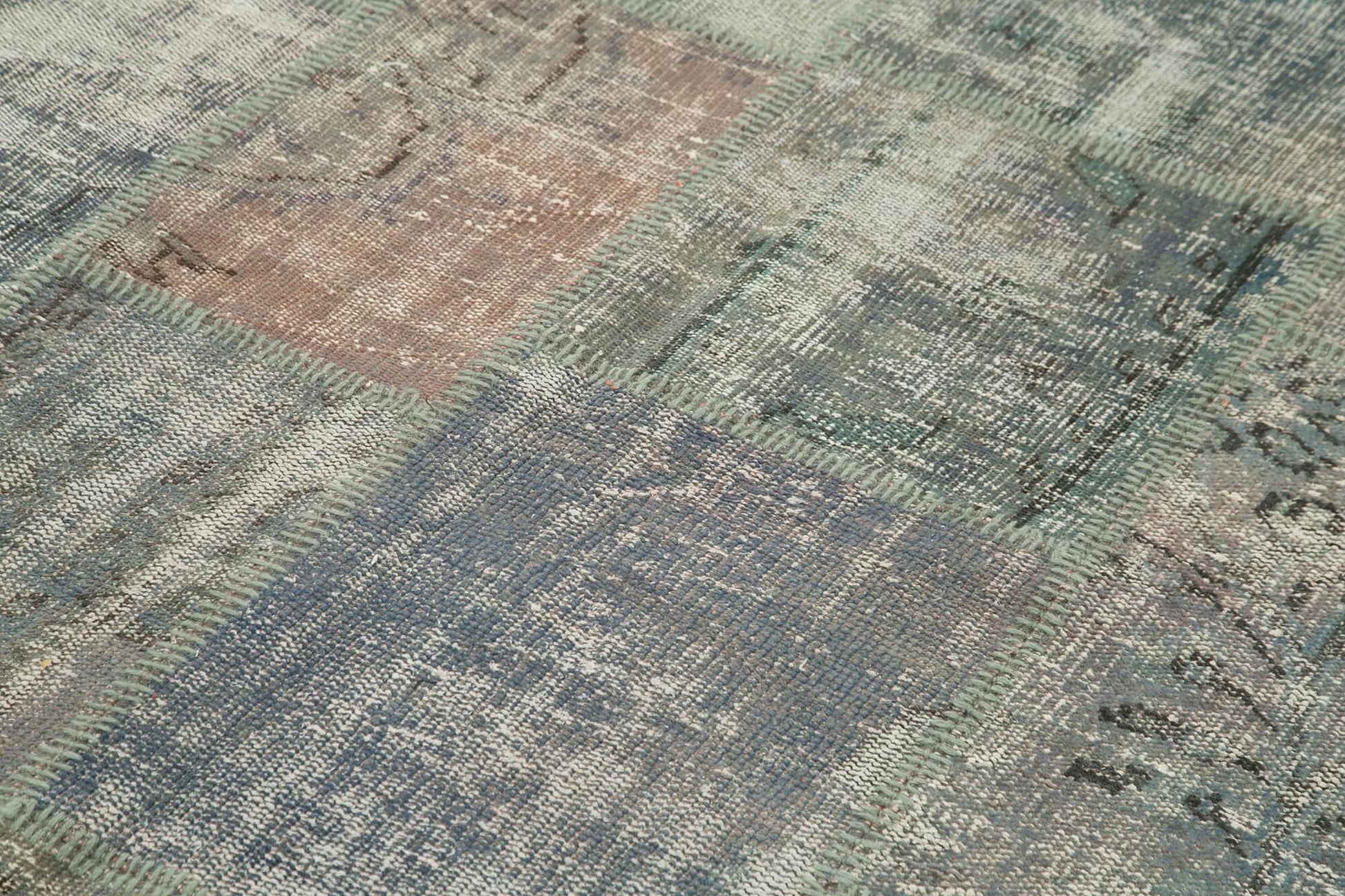Kırk Yama Gri Patchwork Pamuk Yün El Dokuma Halısı 176x246 Agacan