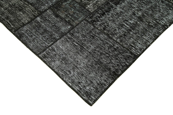 Kırk Yama Siyah Patchwork Pamuk Yün El Dokuma Halısı 171x242 Agacan