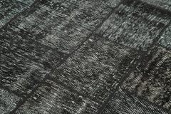 Kırk Yama Siyah Patchwork Pamuk Yün El Dokuma Halısı 171x242 Agacan