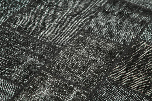 Kırk Yama Siyah Patchwork Pamuk Yün El Dokuma Halısı 171x242 Agacan